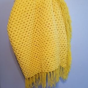 Vintage Handmade Crocheted Afgan or Throw Blanket with Fringe